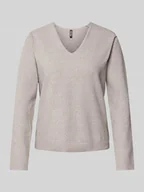 Swetry damskie - Sweter z dzianiny o kroju regular fit z szerokim wzorem w paski i obniżonymi ramionami model ‘BREE’ - miniaturka - grafika 1