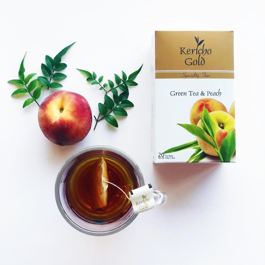 Herbata zielona Kericho Gold Brzoskwinia 20 torebek 40g aromatyczna Premium