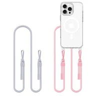 Etui i futerały do telefonów - Etui TECH-PROTECT Flexair Chain MagSafe do Apple iPhone 16 Pro Przezroczysto-szaro-różowy - miniaturka - grafika 1