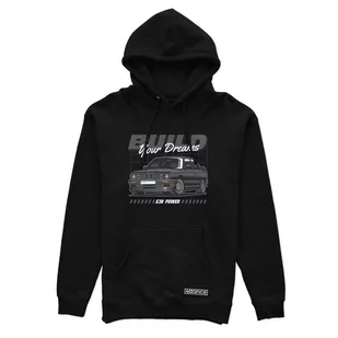 Czarna bluza z kapturem BMW E30 Build your dreams-XS - Odzież do sportów motorowych - miniaturka - grafika 1