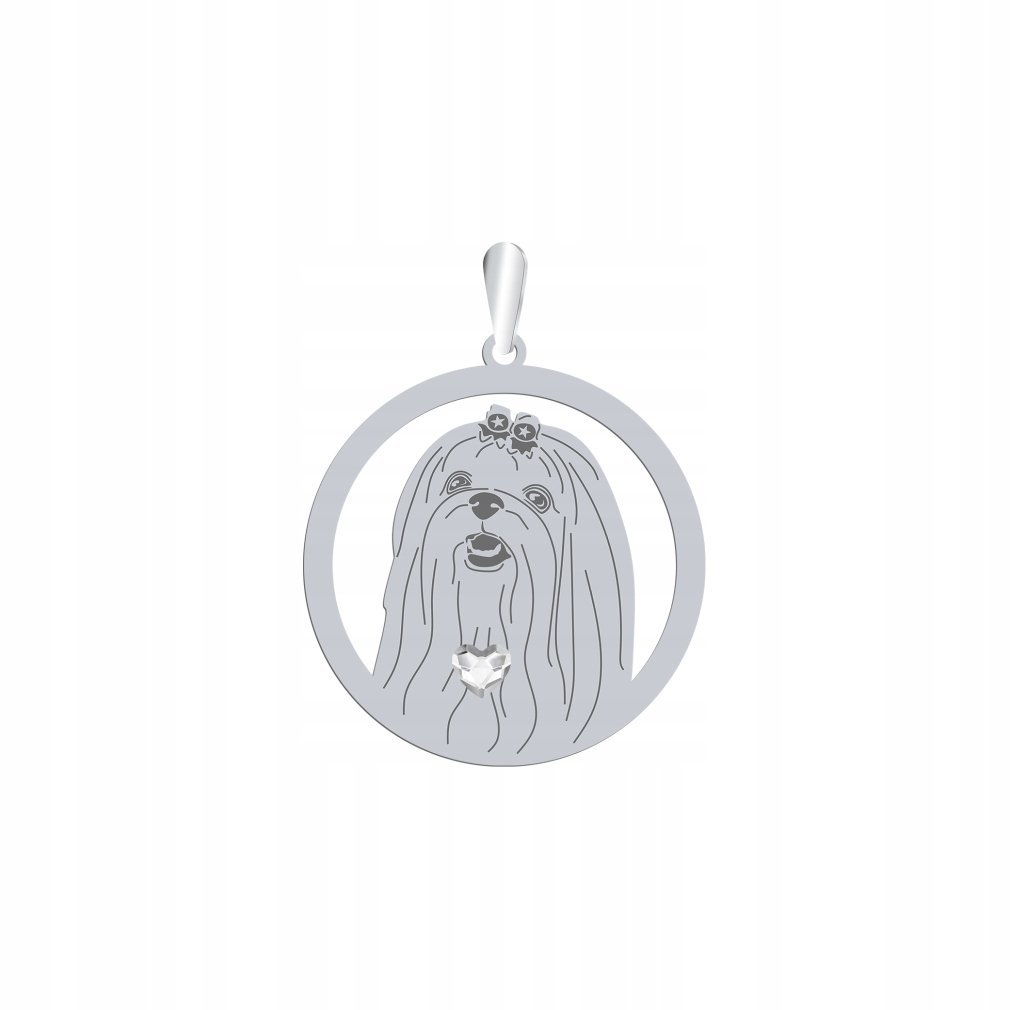 Zawieszka Srebrna z psem Maltańczyk 925 Biżuteria Prezent Urodziny GRAWER