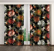 Zasłony - Zasłona Gotowa Na Żabki, 160X250, Czarna W Kwiaty, Zmb-80 - miniaturka - grafika 1