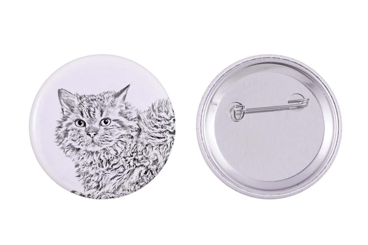 Selkirk Rex Kot długowłosy - ozdoba plecaka, personalizowana przypinka, idealny gadżet dla miłośników zwierząt marki Art-Dog