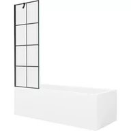 Wanny - Mexen Cubik wanna prostokątna 160 x 70 cm z obudową i parawanem 1-skrzydłowym 60 cm, czarny wzór - miniaturka - grafika 1