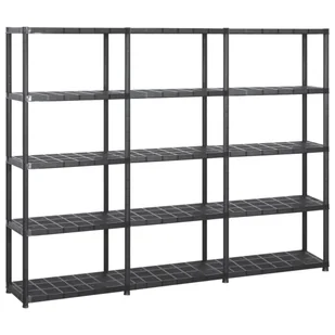 vidaXL Regał 5-poziomowy, czarny, 213x38x170 cm, plastik 3059856 - Szafy i regały magazynowe - miniaturka - grafika 1
