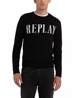 Swetry męskie - Replay Sweter męski, 098 BLACK, XS - miniaturka - grafika 1