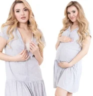 Piżamy ciążowe - Formommy Koszula Ciążowa Karmienia Falbanka Szara L - miniaturka - grafika 1