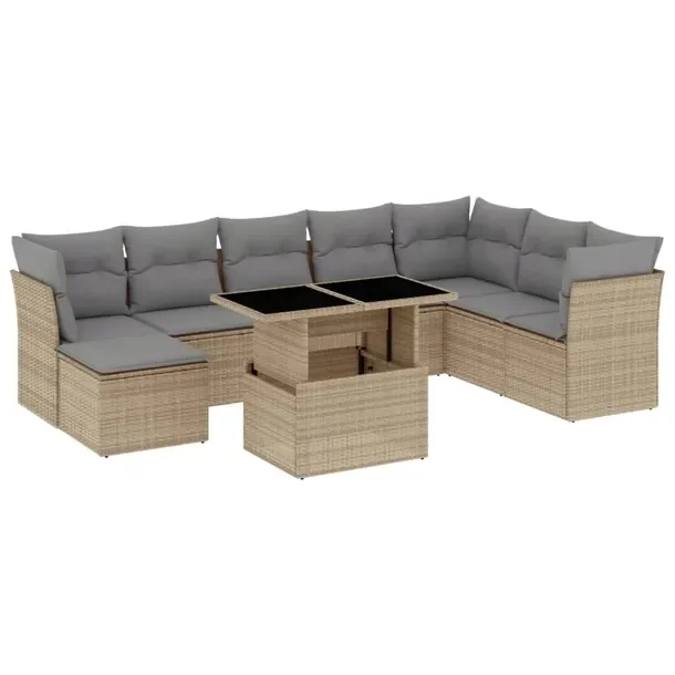 Zestaw wypoczynkowy rattan PE beżowy 62x62x69 cm