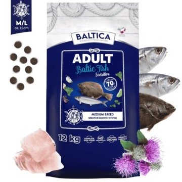 Baltica Baltic Fish Sensitive Ml 12Kg Średnie Rasy Bezzbożowa Ryby