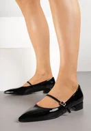 Baleriny - Czarne Balerinki Lakierowane Vices z Wkładką ze Skóry Naturalnej Ozdobione Paskiem Tikkie - miniaturka - grafika 1