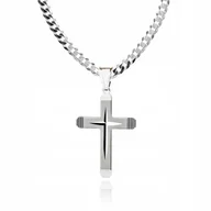 Biżuteria dla dzieci - 925 Srebrny łańcuszek krzyżyk DEDYKACJA 60 cm P2K2 - miniaturka - grafika 1