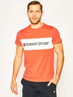 Koszulki męskie - Tommy Sport T-Shirt Colourblock Logo S20S200375 Pomarańczowy Regular Fit - grafika 1