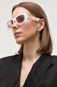 Okulary przeciwsłoneczne - Versace okulary przeciwsłoneczne damskie kolor biały - miniaturka - grafika 1