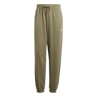 Spodnie rowerowe - adidas Kobiety ESSENTIALS SMALL LOGO FRENCH TERRY CUFFED PANTS, olive strata/white, L - miniaturka - grafika 1
