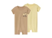 Body dla niemowląt - lupilu® Piżama niemowlęca z bawełny organicznej, 2 sztuki (62/68, Beżowy/ żółty) - miniaturka - grafika 1