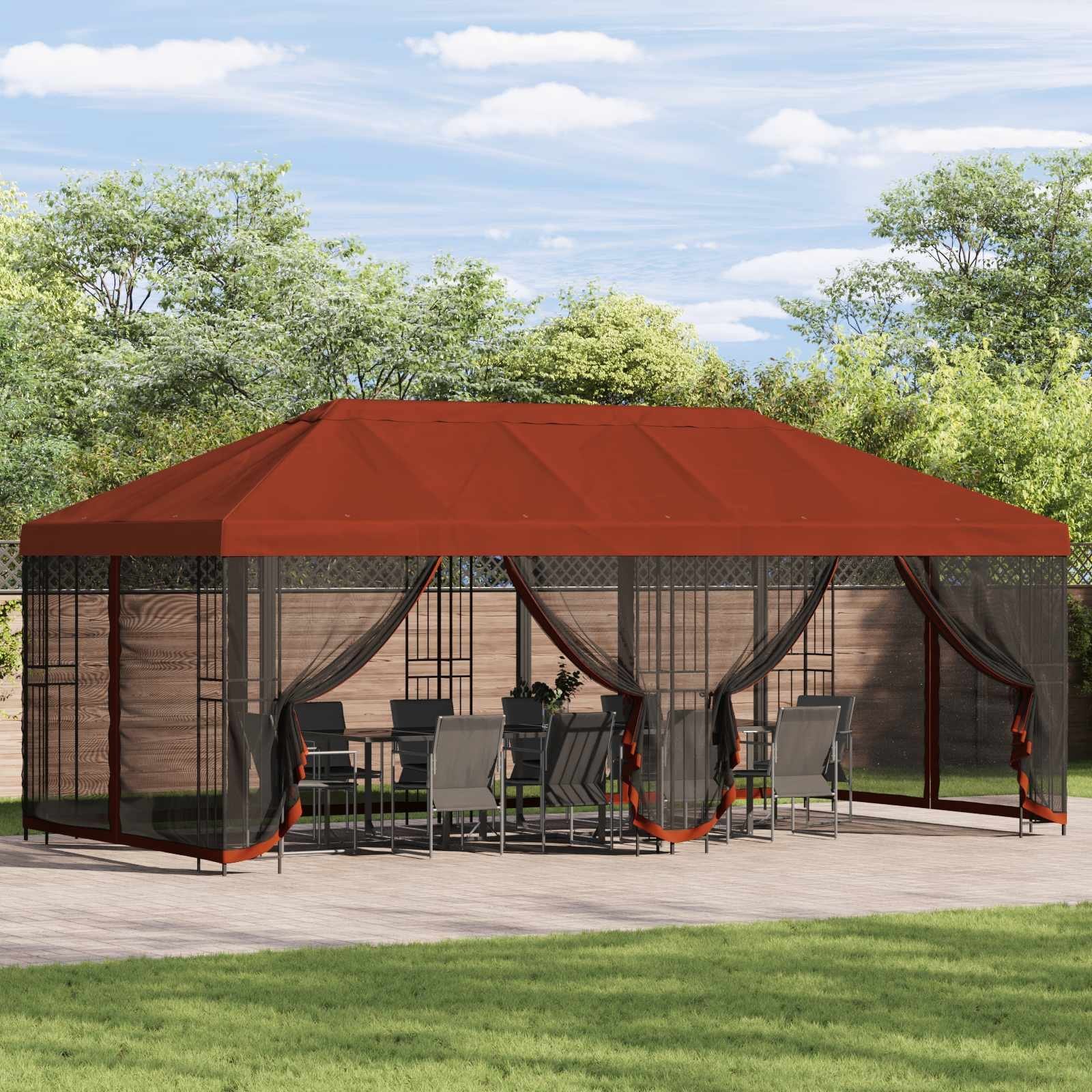 vidaXL Altana z bokami 6 x 3 m terakota Poliester i Stal 190
