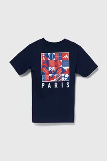 Koszulki dla chłopców - adidas t-shirt bawełniany dziecięcy kolor granatowy z nadrukiem - grafika 1