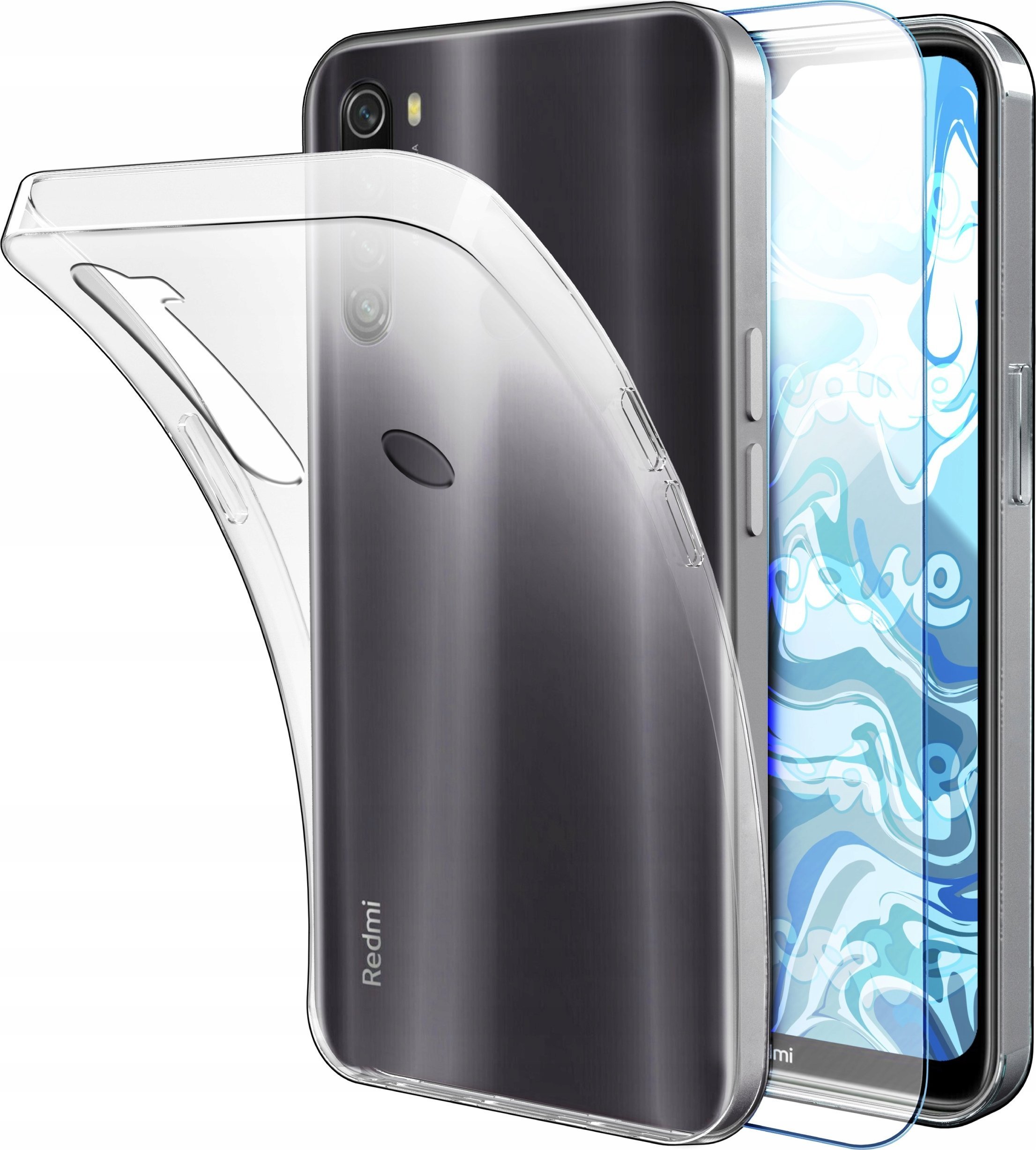 Hello Case Etui Do Xiaomi Redmi Note 8T Przezroczyste, Silikonowe, Ochronne Szkło