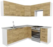 Meble kuchenne - Komplet mebli kuchennych narożny dąb craft - Yumis - miniaturka - grafika 1