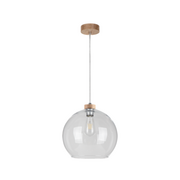 Lampy sufitowe - Britop Loftowa LAMPA wisząca LAGUNA 18730174 szklana OPRAWA zwis kula ball przezroczysta drewno - miniaturka - grafika 1