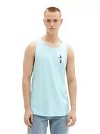 Koszulki męskie - TOM TAILOR Denim Męski 1038463 tank top, 30655-Soft Light Turquoise, S, 30655 - Soft Light Turquoise, S - miniaturka - grafika 1