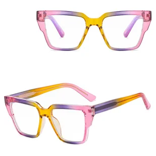 Okulary damskie kocie zerówki do komputera BLUE LIGHT 25143F Żółty/Różowy/Fiolet - Okulary korekcyjne, oprawki, szkła - miniaturka - grafika 1