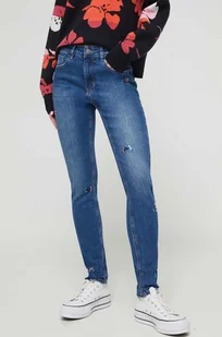 Desigual jeansy damskie kolor granatowy - Spodnie damskie - miniaturka - grafika 1