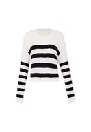 Swetry damskie - myMo Damski sweter w paski Wełna CZARNA XL/XXL, wełniany biały czarny, XL - miniaturka - grafika 1