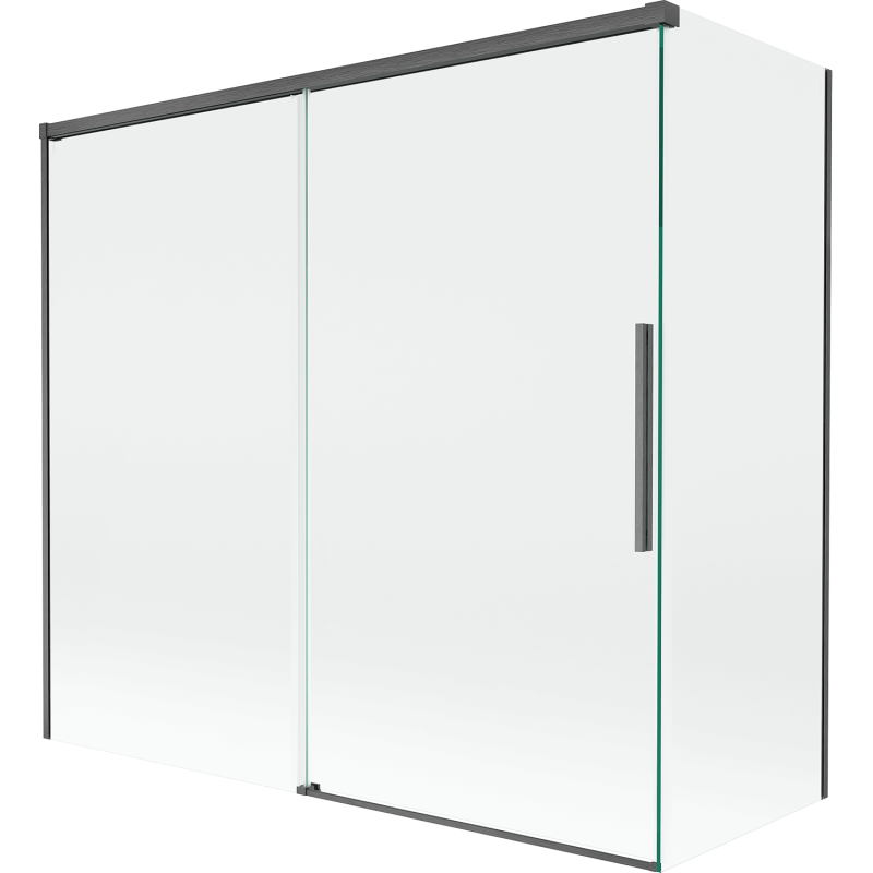 Mexen Rox parawan nawannowy 2-skrzydłowy rozsuwany 170 + 70 x 150 cm, transparent, gun gray szczotkowany - 8C9-170-070-66-00
