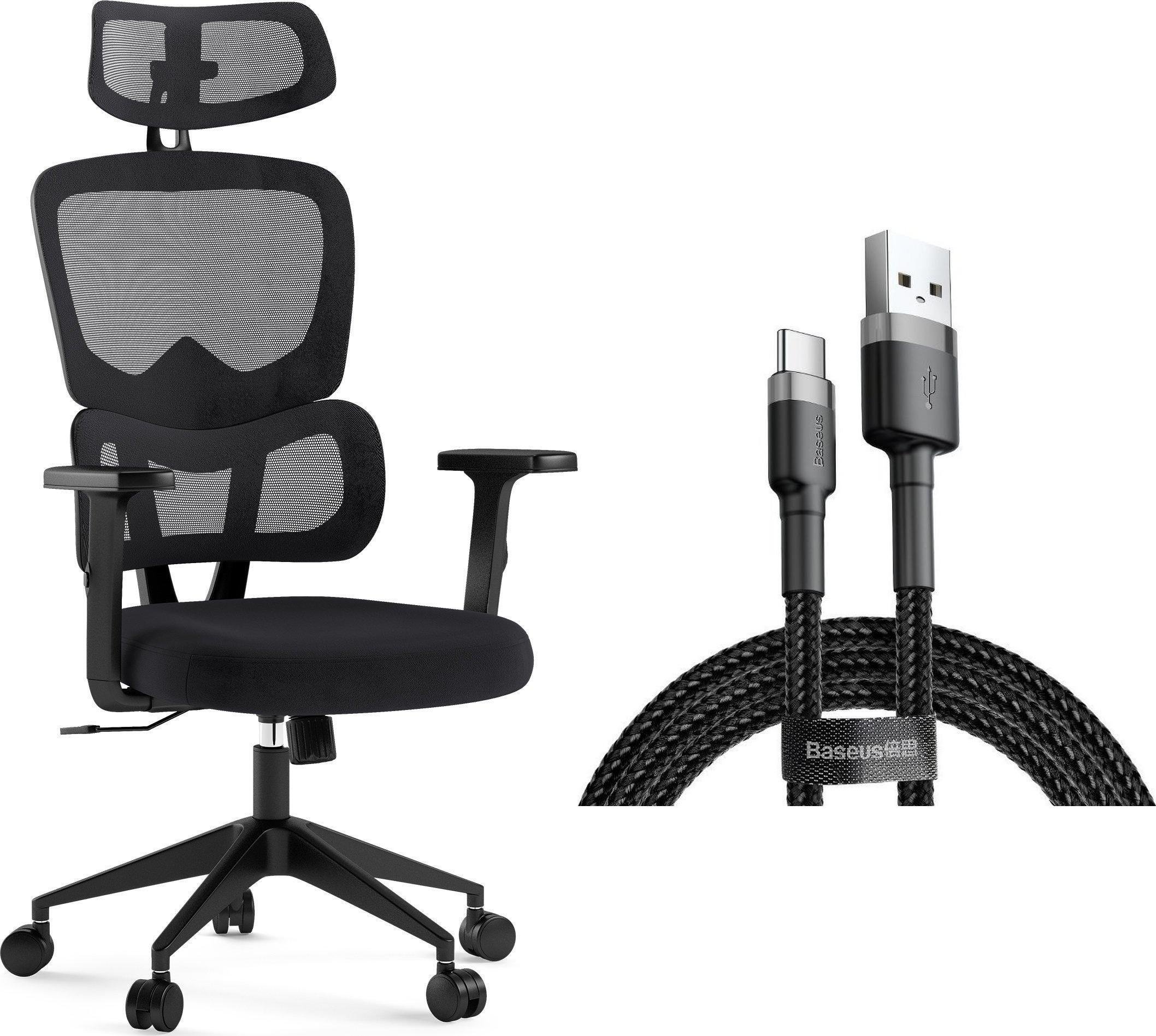 SENSE7 Krzesło biurowe Veno Czarne + kabel usb