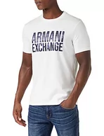 Koszulki męskie - Armani Exchange Męski t-shirt Slim Fit Large Chest Logo Tee, biały, S - miniaturka - grafika 1