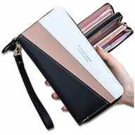 Portfele - Portfel Skórzany Damski Czarny Na Prezent Duży Pojemny Poziomy - miniaturka - grafika 1