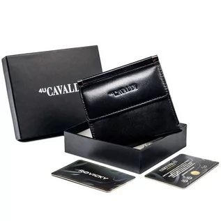 Portfele - Kwadratowy portfel damski ze skóry naturalnej, z ochroną RFID — Cavaldi - grafika 1
