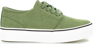 Estetino Tenisówki na platformie zamszowe zielone-38 - Trampki damskie - miniaturka - grafika 1