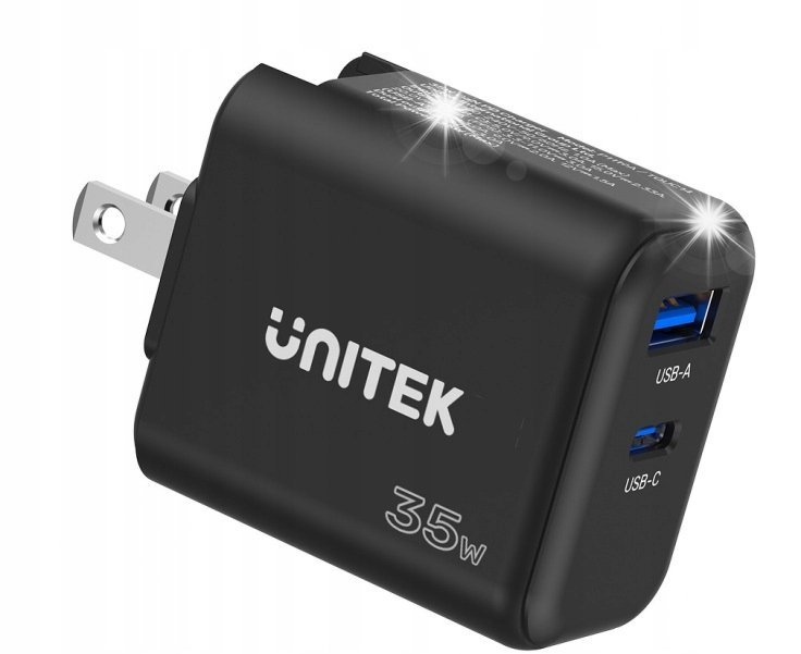 Ładowarka sieciowa Unitek GaN PD 35W USB-C + USB-A czarna
