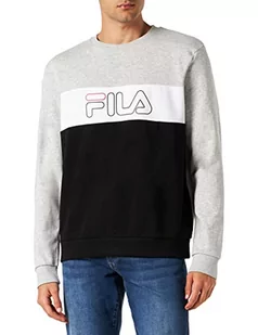FILA Męska bluza z logo Stanton Blocked, Light Grey Melange-Black-Bright White, L - Bluzy męskie - miniaturka - grafika 1