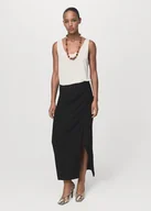 Spódnice - MANGO - Spódnica kopertowa z efektem marszczenia czarny - 38 - Kobieta - miniaturka - grafika 1