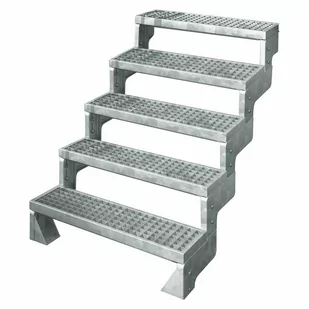 Schody modułowe zewnętrzne proste 5 stopni krata metalowa Gardentop Dolle - Schody strychowe - miniaturka - grafika 1