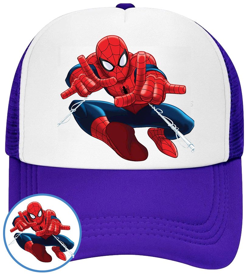 CZAPKA Z DASZKIEM SPIDERMAN DLA DZIECI NA LATO NIEBIESKA BEJSBOLÓWKA