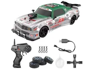 Zabawki zdalnie sterowane - DUŻY Samochód Do Driftu Auto RC Drift 1:16 2,4 GHz PARA DYM Srebrny Dodge 4WD LED - miniaturka - grafika 1