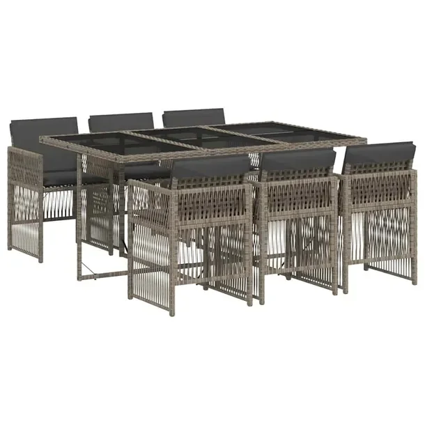 Zestaw mebli ogrodowych szaro-czarny 165 x 106 x 73 cm, 6 krzeseł 50,5 x 5