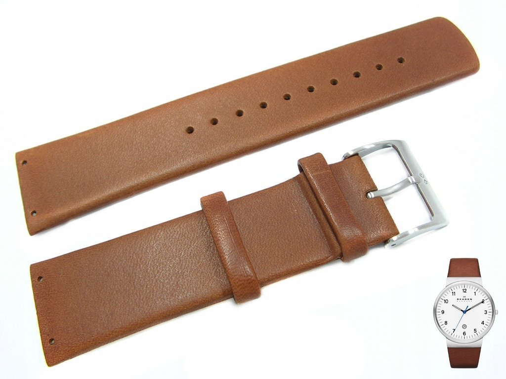 Pasek Skagen SKW6082 skórzany brązowy