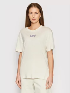 Koszulki i topy damskie - Lee T-Shirt Crew L43PBYTW Beżowy Relaxed Fit - grafika 1