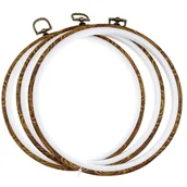 Pasmanteria - Tamborek tamborki do haftowania 21,5 cm ozdobne zestaw 3 szt. ramkotamborków imitujących drewno z wieszakiem - miniaturka - grafika 1