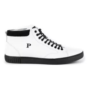 Buty męskie skórzane creepersy 2108sw białe - Polbut - Półbuty męskie - miniaturka - grafika 1