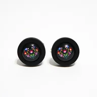 Spinki do mankietów i krawatów - Serce folk czarne - drewniane spinki do mankietów - miniaturka - grafika 1