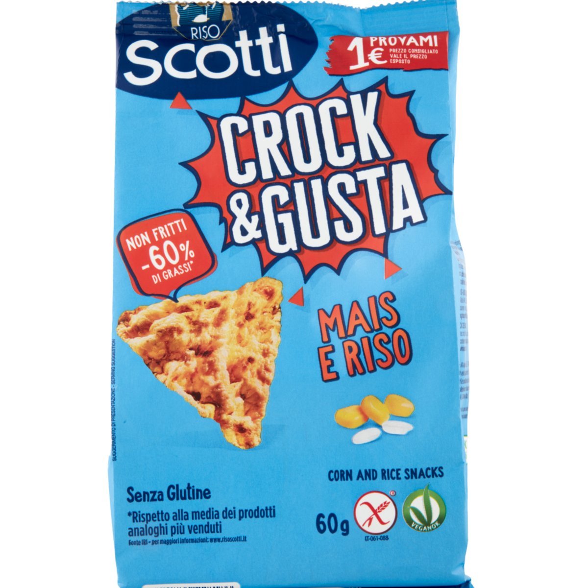 Scotti Crock&Gusta Mais e Riso 60g chrupki z kukurydzy i ryżu bez glutenu