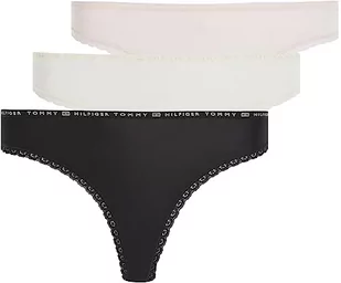 Tommy Hilfiger Damskie stringi majtki, Czarny/kość słoniowa/jasnoróżowy, L - Majtki damskie - miniaturka - grafika 1