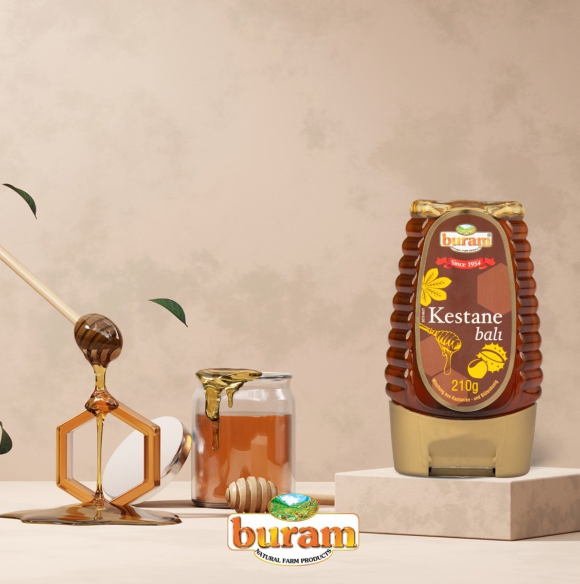 Buram Miód Kasztanowy 210g – turecki chestnut blossom honey