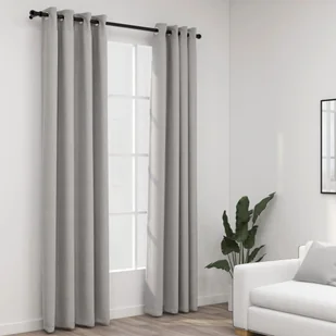 Zasłony stylizowane na lniane, 2 szt., szare, 140x225 cm - Zasłony - miniaturka - grafika 1